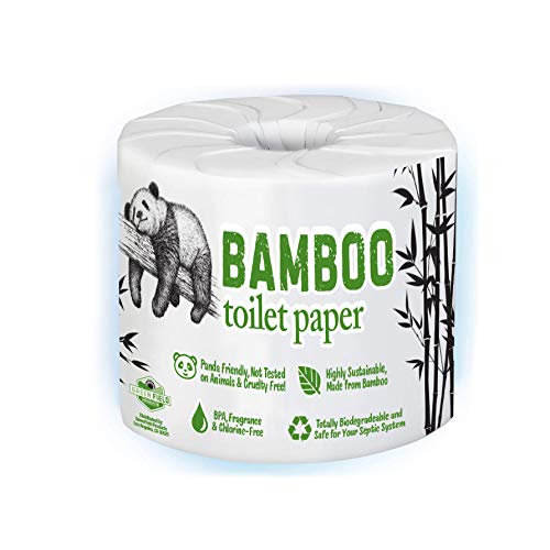Bamboo Toilet Paper - Single Roll - 2-Ply Made From Tree-Free, 100% Bamboo Fibers - Eco-Friendly, - Silky, Soft, and Sustainable Packaging May Vary