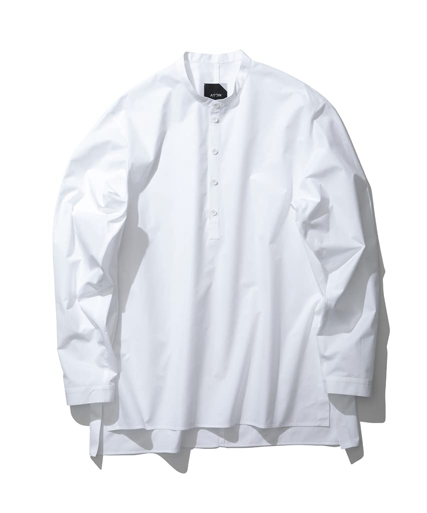 ATON GIZA BROAD BAND COLLAR SHIRT サイズ4 Amazon.co.jp: （エイトン）ATON GIZA BROAD BAND COLLAR SHIRT