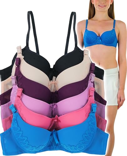 Image of ToBeInStyle Women's Pack of 6 Classic Style Underwire Supportive Padded Bras