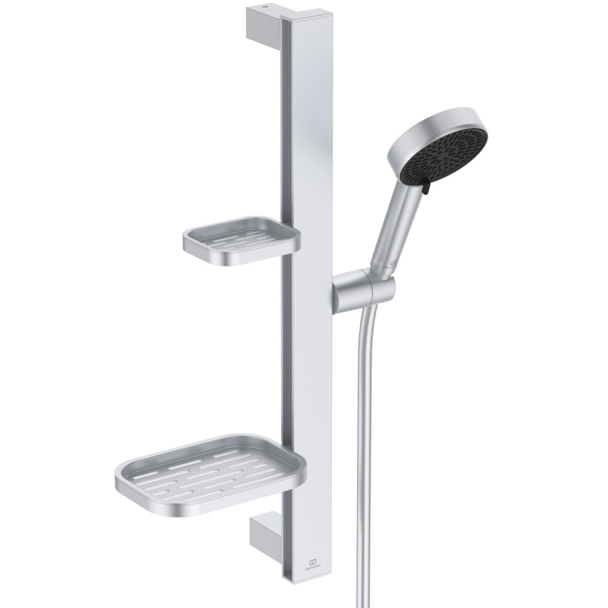 Ideal Standard Idealrain Alu+ Brausekombination, Wassersparender Duschkopf mit zwei Strahlarten (SilkRain und Rain) und verstellbaren Ablagen – Silber (349x157x600 mm)
