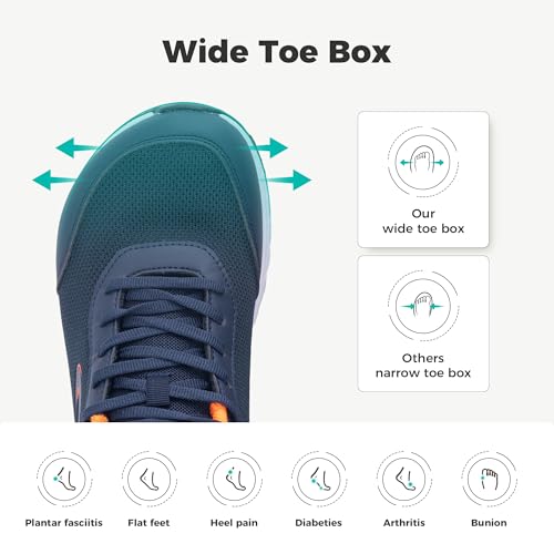 Image of IIV Mens Walking Shoes with Arch Support Wide Toe Box Tennis Sneakers Plantar Fasciitis Running Shoes