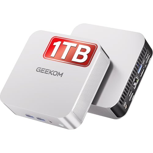 GEEKOM A6 Mini PC mit AMD Ryzen 7 6800, 3-Jahre-Support, 16GB DDR5(Nicht LPDDR) RAM + 1TB M.2 SSD, Metallgehäuse, Mini Computer für Spiele/Büro/HTPC, USB4 x 2, 4K Quad Display, WiFi 6E, Windows 11 Pro