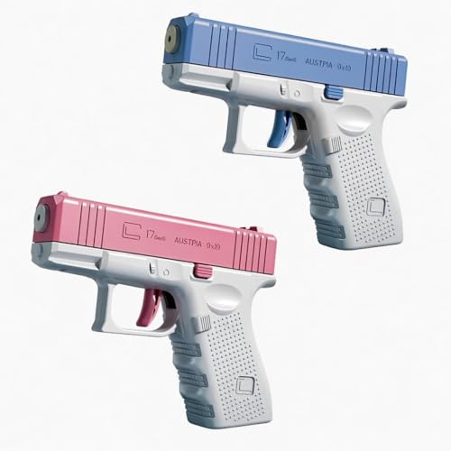 Pistola de agua para niños, 2 unidades, pequeña con gran alcance, color rosa y azul, pistola de agua para niños y adultos, verano, exterior, piscina, playa, jardín, juguete de agua (juego de pistolas