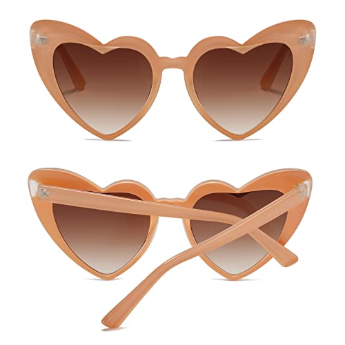 YAMEIZE Vintage Love Heart Shape Sunglasses - Mod Style Cat Eye UV400 Protection Glasses for Women2