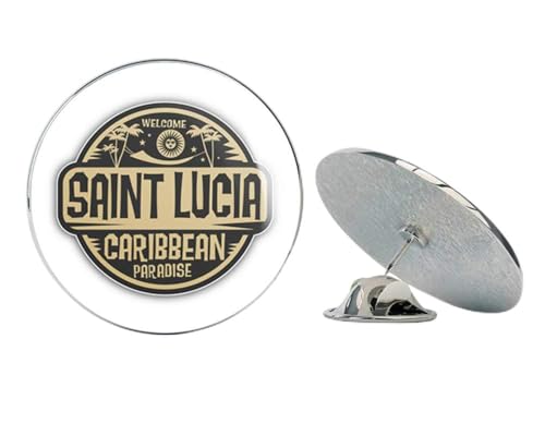 Saint Lucia Welcome Label Round Metal 0.75