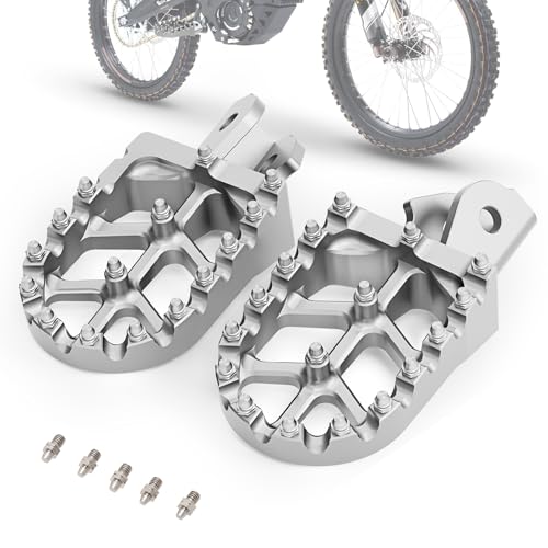 IUVWISN Electric Dirt Bike Wider Foot Pegs Footpegs CNC for Surron Sur Ron LBX ERide Pro SS 2.0 3.0 E-Ride Pro SR/S 79Bike Falcon GT Ventus One Talaria Sting MX3/R MX4 Silver