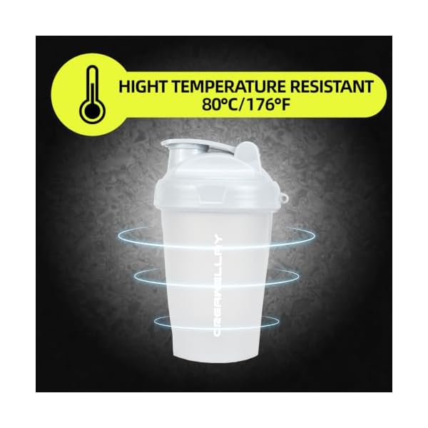 2 Pack Shaker Bottles for Protein Mixes, 17 oz Small Protein Shaker Bottle with Handle, Gym Shaker Cups with Blending Ball for Pre Workout, BPA-Free & Dishwasher Safe(Black, White) - Image 5