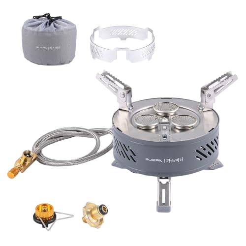 KOSHA Portable Camping Gas Stove, 27,304 BTUs Mini Butane Stove with Storage Bag & Foldable Brackets, 3 Burners Camp Stove, Windproof