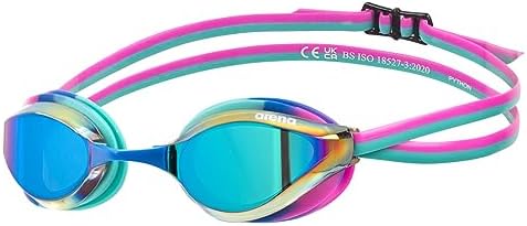 ARENA Unisex Python Racing Swim Goggles for Men and Women Anti-Fog No Leak Max Comfort Dual Strap, Mirror/Non-Mirror Lens