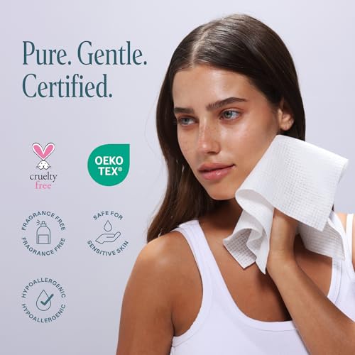 Image of Cliganic Clean Face Towels XL, Bulk Size (200 Count), Disposable, Ultra-Absorbent, Hypoallergenic & Soft - Makeup Remover Dry Wipes, Pamper Your Face, Hygienic Towelettes, for All Skin Types