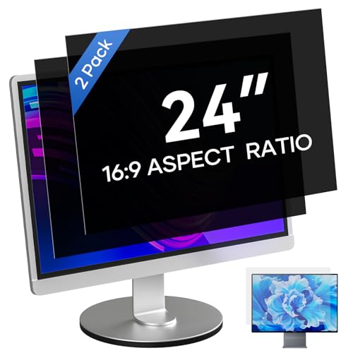 DMFXNBLM [2 Pack] 24 Inch Computer Privacy Screen for 16:9 Aspect Ratio Widescreen Monitor Eye Protecting Anti-glare Blue Light Display Screen Privacy Protection Removable Anti-scratch Coating