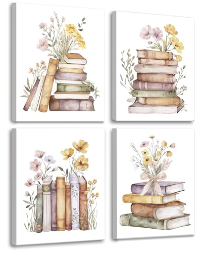 Image of Frimeeme Book Canvas Wall Art, Framed, Set of 4, 8x10 Inch