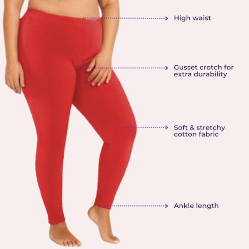 Image of Adira | Plus Size Leggings for Women | Plus Size Leggings for Women | High Waist | Ankle Length | Soft Cotton & Elastane Blend | Non-See-Through | Gusset Crotch Prevents Ripping