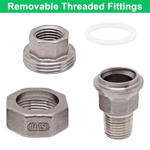 Image of 2Pcs Cast Pipe Fittings Union, 1 /4 inch NPT Female x 1 /4 inch NPT Male Thread 304 Stainless Steel Hex Head for Industrial, Class 150