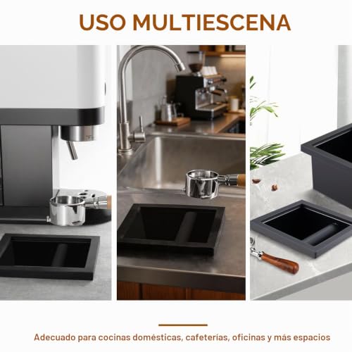 Miniatura 5 de Caja De Golpe De Café De Escritorio, Contenedor De Posos De Café Ptfe De Goma Sin Fondo, Cubo Cuadrado Para Residuos De Café Posos Cafe Deposito Accesorios Cafe Para Residuos, Contenedor De Residuos