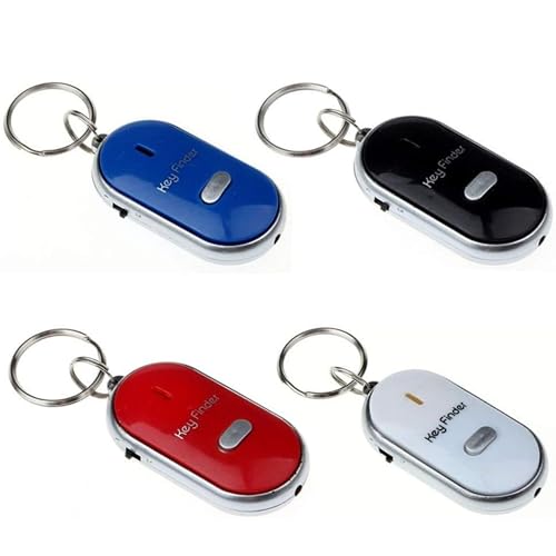 Key Finder with 80dB+ Loud Beep & LED Light Voice Control Keychain Locator for Finding Lost Keys Key Finder with Whistle Pet Keychain Locator for Keys Dogs Cats Best Gifts (Red)