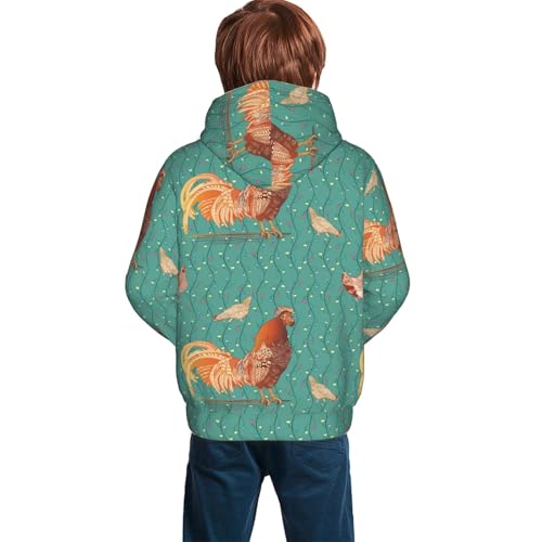 Rooster and a Hen Kid Hoodies Boys Sweatshirts Girls Pullover with Pocket4