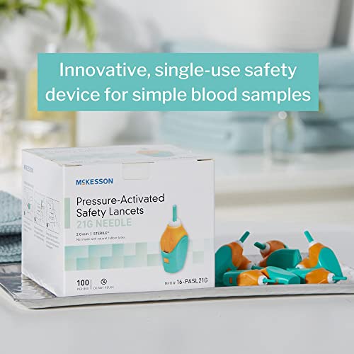 Mckesson Safety Lancets, Sterile, Pressure-Activated, 21 Gauge Needle, 2 Mm, 100 Count, 20 Packs, 2000 Total #TOP12