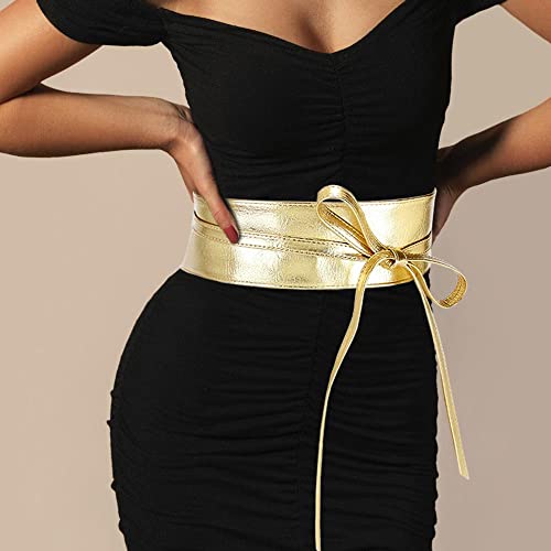 Fashion 21 Women's Wide Lace, Faux Leather Self Tie Wrap Obi Waist Belt (2 Style)2