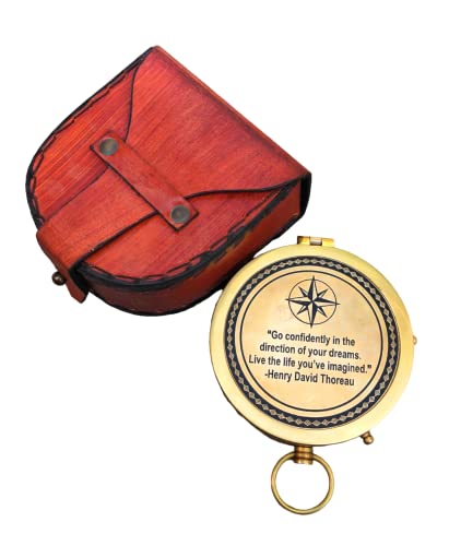 Brújula Náutica de Latón Premium NauticalMart, tamaño compacto 3 x 3 in, portátil miniatura 3