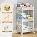 BBLIKE 3-Tier Diaper Caddy Organizer - Rolling Utility Baby Cart with Drawer and Side Pockets for Nursery and Baby Essentials, Multi-Function Cart for Bedroom and Bathroom, White