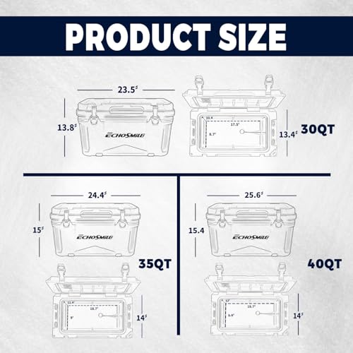 Image of EchoSmile 25 /30 /35 /40 /60 /75 Quart Rotomolded Cooler, Built to Stand up to The Rigors of The Journey