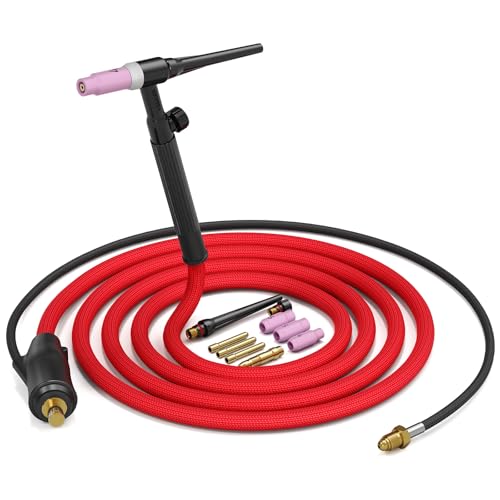 Image of ARCCAPTAIN WP-17FV Argon TIG Welding Gun 2.0, 13FT Red Air Hose and 35-50mm Connector, Lift Tig Torch 150amp with 13FT Cable for ARCCAPTAIN ARC200, MIG200, MIG250, ARC205 Pro and MIG205 Pro