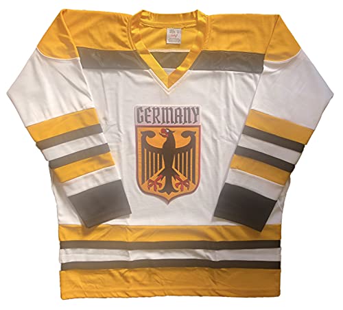 Tally Team Germany Hockey Jerseys - We Customize and Ship (White, Adult XXL)