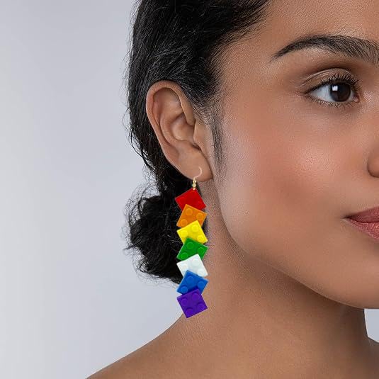 Teacher Building Block Earrings for Women Pride Dangle Earrings Colorful Toy Earrings Freely Combinable Toys Fashionable Interesting Building Block Earrings Jewelry2