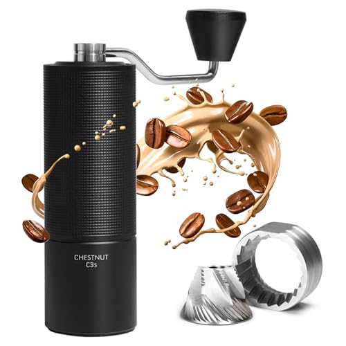 TIMEMORE-Manual-Coffee-Grinder-CNC-Stainless-Steel-Burr-Coffee-Grinder-with-Capacity-20g-Chestnut-C3S-Internal-External-Adjustable-Setting-Double-Bearing-Positioning-for-Travel-Camping-Home-Black