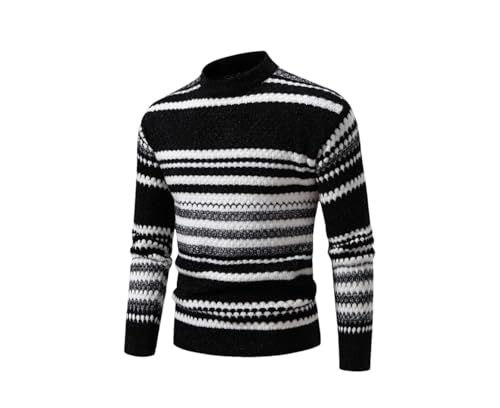 Men's Crew Neck Long Sleeve Knit Pullovers Casual Striped Slim Fit Knitted Sweater - Main Image