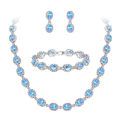 Pulsera collares pendientes conjunto de cristal CZ para novias y madrinas