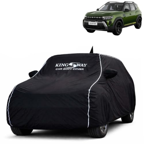 Image of KINGSWAY Super Waterproof Car Cover Only with Duster (Year 2026 Onwards - All Model) | Mirror and Antenna Pockets | All Weather Car Body Cover with Silver Piping | Black