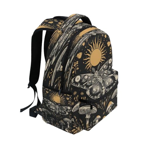 Retro Moon Mushroom Backpack for School Boys Girls Adults Kids Bookbag Laptop Bag 15L2
