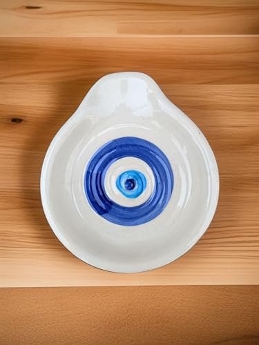 Image of Malaikah Ceramic Spoon Rest Smal Evil Eye Pack of 4 for Home, Kitchen, Dining, Kitchen Decor & Gifting