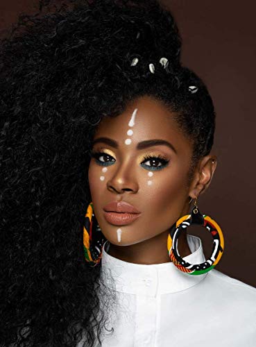 Red Black Yellow Green African Hoop Earrings | Kente Print Earrings | Mud cloth print Earrings | Afrocentric Earrings2