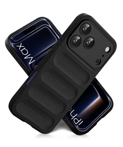 Image of WOW IMAGINE Ultimate Silicone Back Cover Case for iPhone 17 Pro Max | Heat Dissipation Thin Soft TPU | 360 Camera Protection | Breathable Cooling Holes - Pitch Black