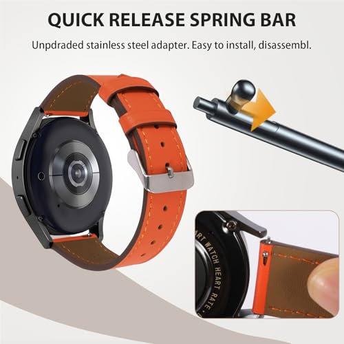 Italy Genuine Leather Watch Bands Men Women Compatible with Samsung Galaxy Watch Band, 20mm 22mm Lugs Watch Straps, Quick Release Wear-resistant Sweat-Resistant Smartwatch Replacement Strap