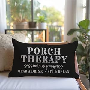 PANDICORN Farmhouse Throw Pillow Cover 12x20 Inch Porch Therapy Session in Progress Black Outdoor Rustic Front Porch Patio Decorations Lumbar Decorative Throw Pillows Cases for Party Room Couch Decor PANDICORN Farmhouse Throw Pillow Cover 12×20 Inch Porch Therapy Session in Progress Black Outdoor Rustic Front Porch Patio Decorations Lumbar Decorative Throw Pillows Cases for Party Room Couch Decor