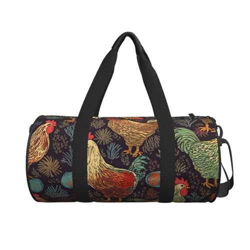 Chicken Print Duffle Bag for Women Men Personal Item Travel Bags Canvas Weekender Overnight Bag Lightweight Sports Tote Gym Bags Carry On Luggage Bag2