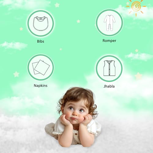 Image of Kidbea Complete Baby Clothing Gift Set Romper, Bib, and Baby Feeders Pack of 8 (Assorted)