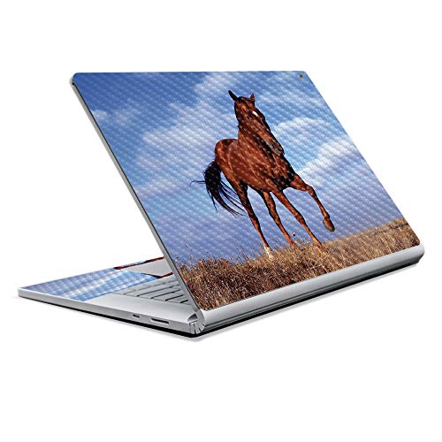 Image of MightySkins Carbon Fiber Skin for Microsoft Surface Book 2 13 inch (2017) - Horse,Protective, Durable Textured Carbon Fiber Finish,Easy to Apply, Remove, and Change Styles,