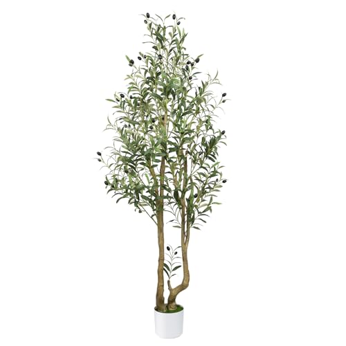 Alupssuc 5FT Artificial Olive Tree Big tall Fake Plants, 5 Feet Artificial Olive Silk Plants Indoors with Curved Trunk in Pots, Fake Tree for Home Office Living Room Indoor Outdoor Decor, 150cm