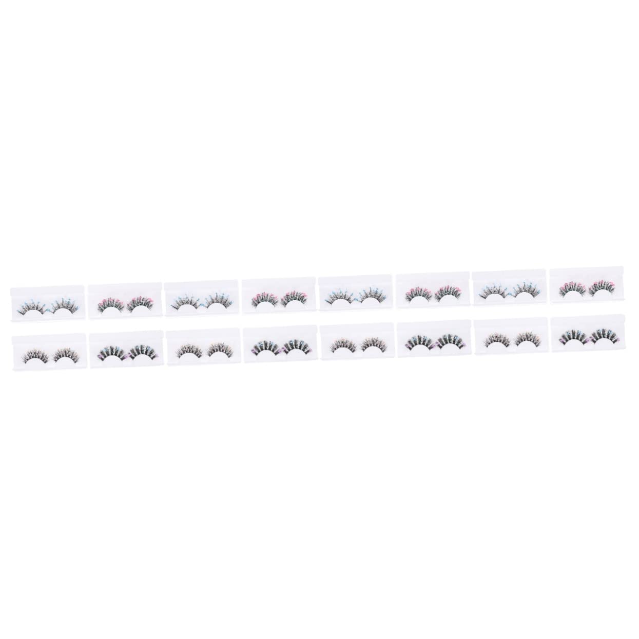 FOMIYES 16 Paia ciglia finte con paillettes ciglia nere riutilizzabili ciglia finte segmentate fake lashes false lashes ciglia cosplay ciglia colorate ciglio estendere fibra chimica