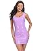 HDE Womens Latex Mini Dress Faux Leather Bodycon Sexy Club Dresses for Women Purple - S