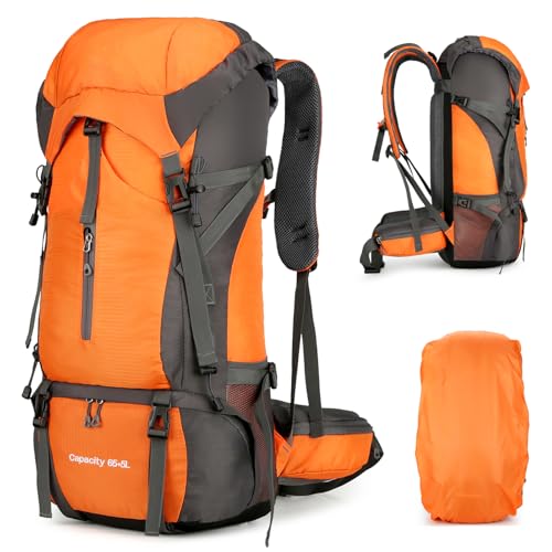 Mochila duradera impermeable de 70 L para senderismo, camping, con cubierta para la lluvia, ligera, para deportes al aire libre, viajes, para escalada, turismo, ultraligera, de alta capacidad,