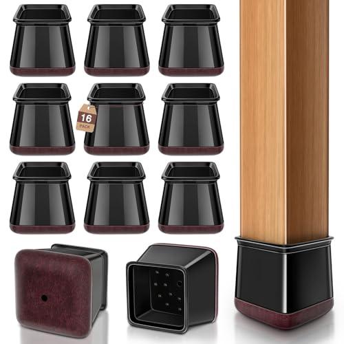 Image of YOZON Chair Leg Floor Protector Silicone Caps Felt Furniture Pads Covers | Chair Leg Protectors for Hardwood Floors Anti-Scratch Reduce Noise Black-16 Pcs Square L Fit:1-1 /8 inch ~ 1-9 /16 inch (27-40mm)