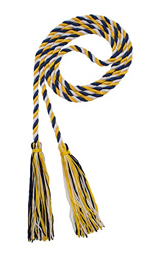 Image of Graduation Honor Cord - Navy /Gold /White - Every School Color Available - Made in USA