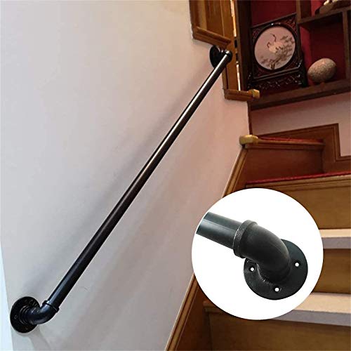 Main courante d'escalier en fer forgé industriel au design robuste et épuré - 8