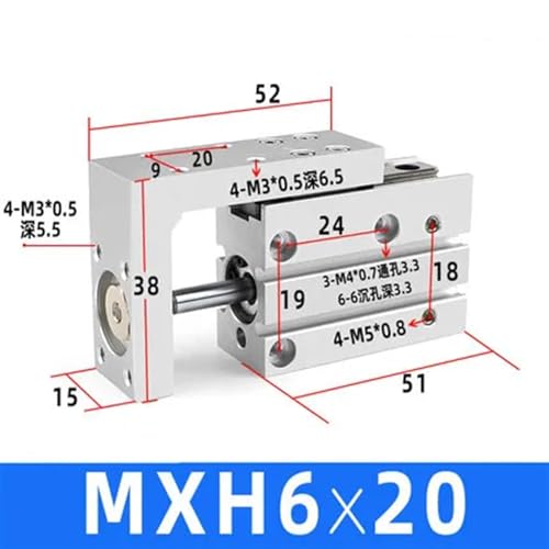 Vérin pneumatique MXH6-20 pour table coulissante de guidage - 3